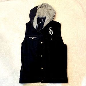 Shinedown (official merchandise) Black denim vest with removable hood